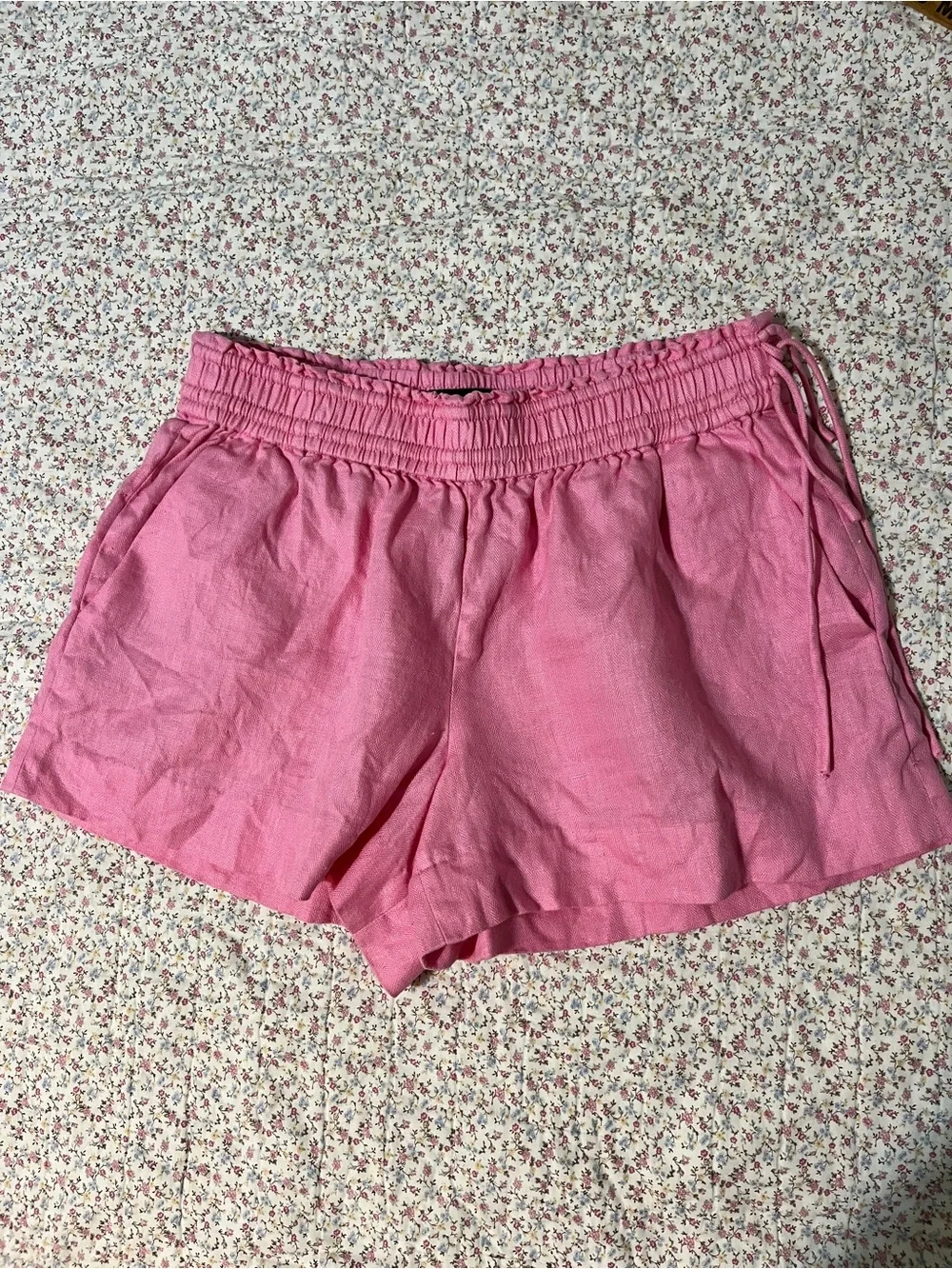 J. Crew Pink Elastic Lonen Drawstring High-Waist Shorts. Small